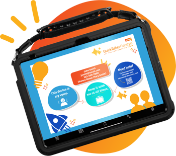 A tablet screen displaying the quick-BACKGROUND tool.