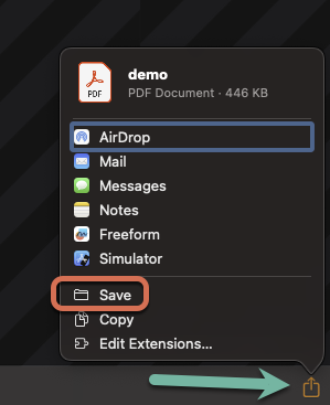 A screenshot of the Symbol Overlay Maker on Mac showing where to click to save the Overlay to your Mac.