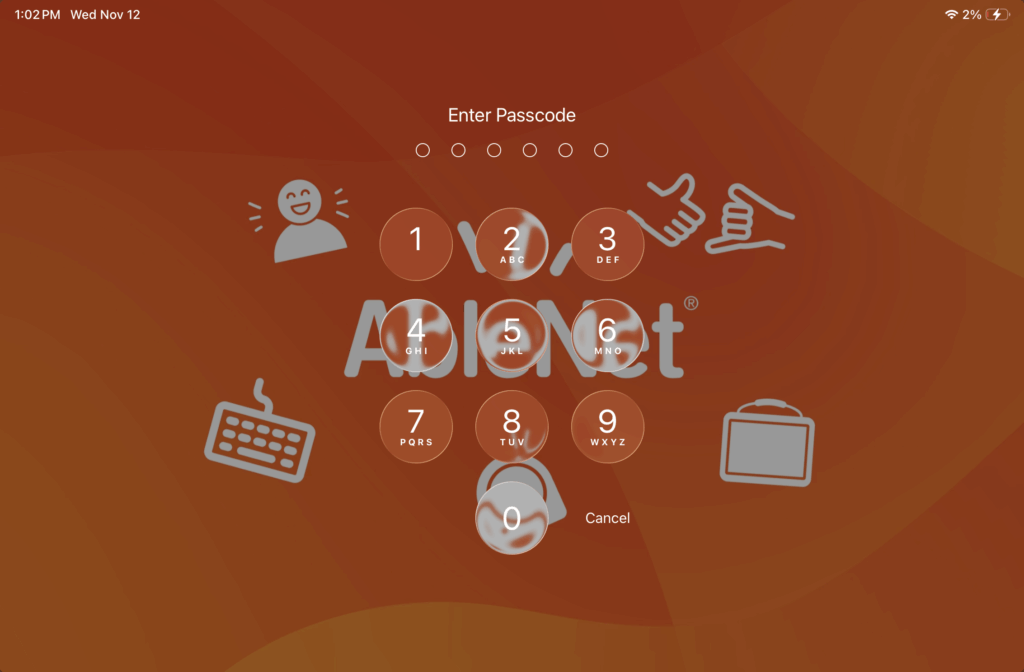 Screenshot of a locked QuickTalker Freestyle.