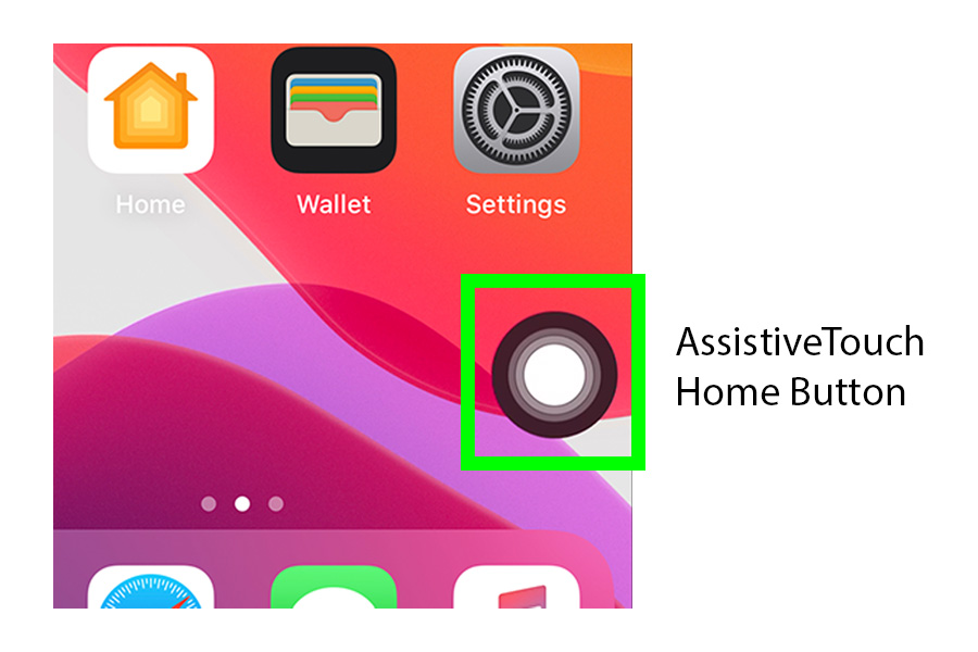 A photo showing what the AssistiveTouch home button looks like