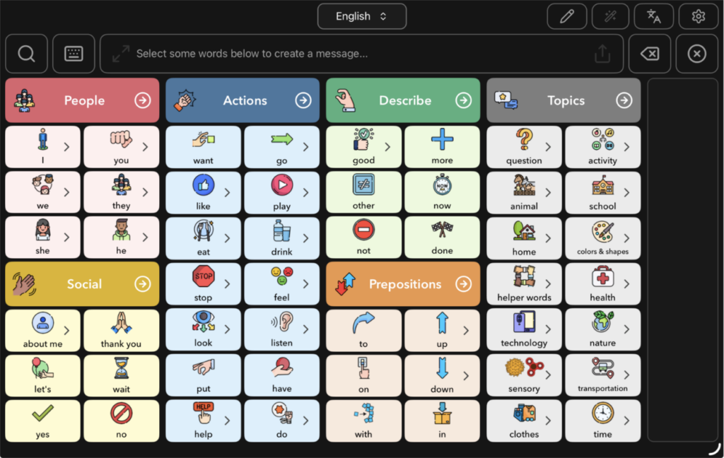 Home screen display of Flexspeak