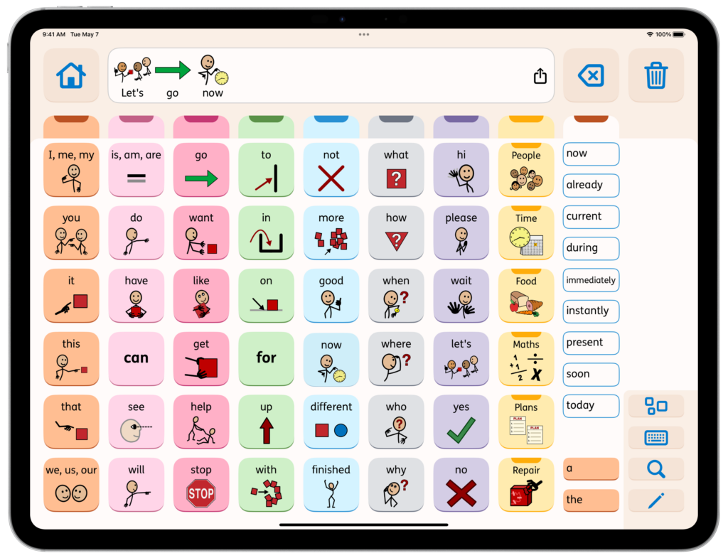Proloquo's home screen grid