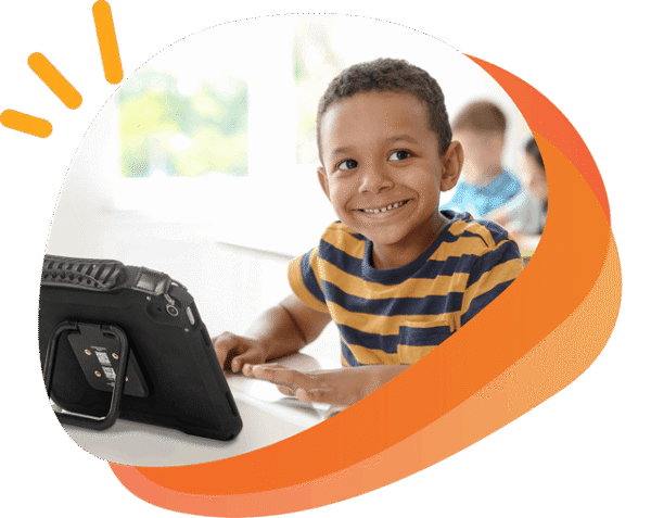 Young boy using a AbleNet tablet