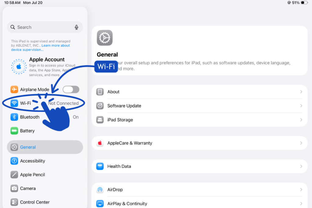 Tap Wi-Fi in the left-hand menu